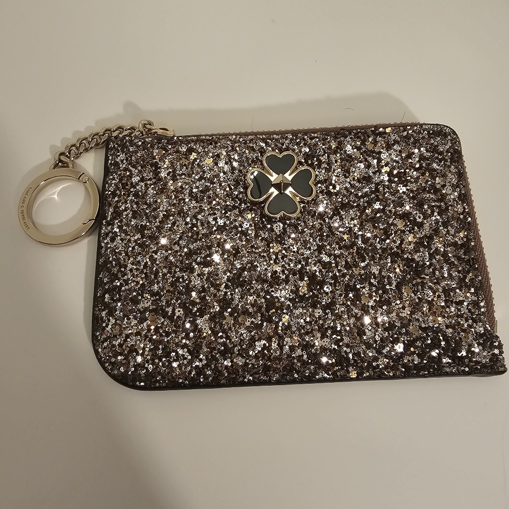 Kate Spade Glittery Gold Card/Key Holder EUC